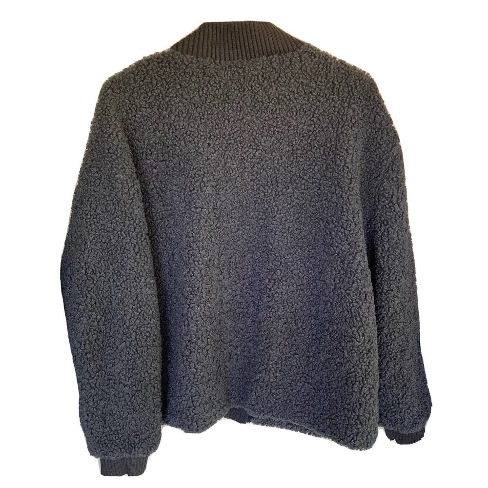 Wallflower Womens Sz L Fuzzy Jacket Iron Gray Long Sleeve Button Up Pockets New - Picture 6 of 8